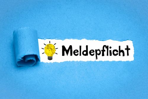Glühbirne mit dem Text Meldepflicht